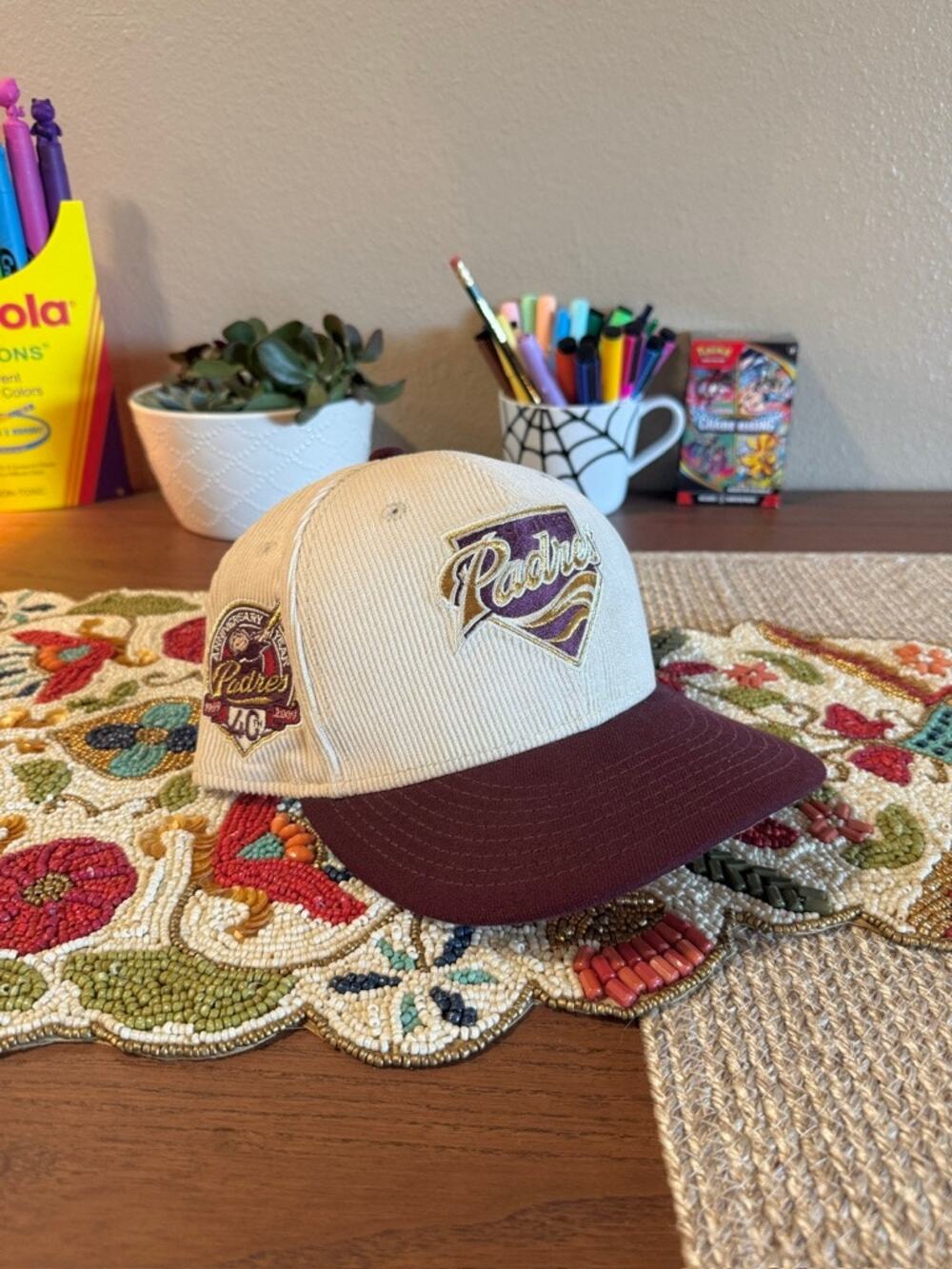New Era San Diego Padres Burgundy Red Cream Corduroy Fitted Hat Club Myfitteds